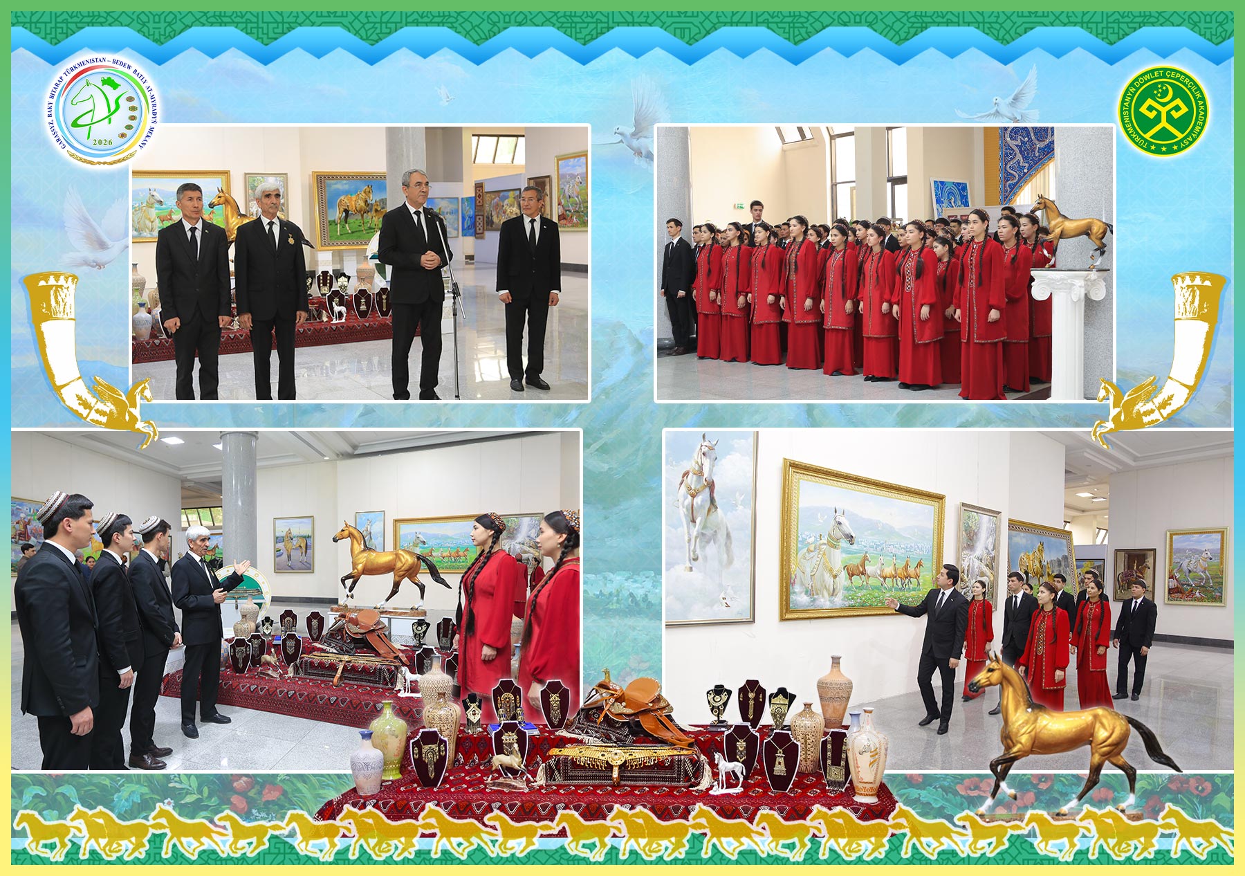 Türkmen bedewine bagyşlanan döredijilik sergisi